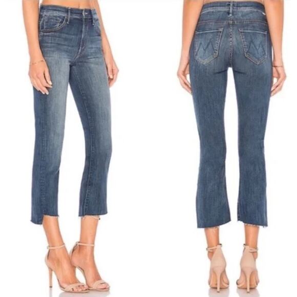 Mother Insider Crop Step Fray Jeans US 25 Not Rough Enough Blue Denim Raw Hem - Picture 2 of 14